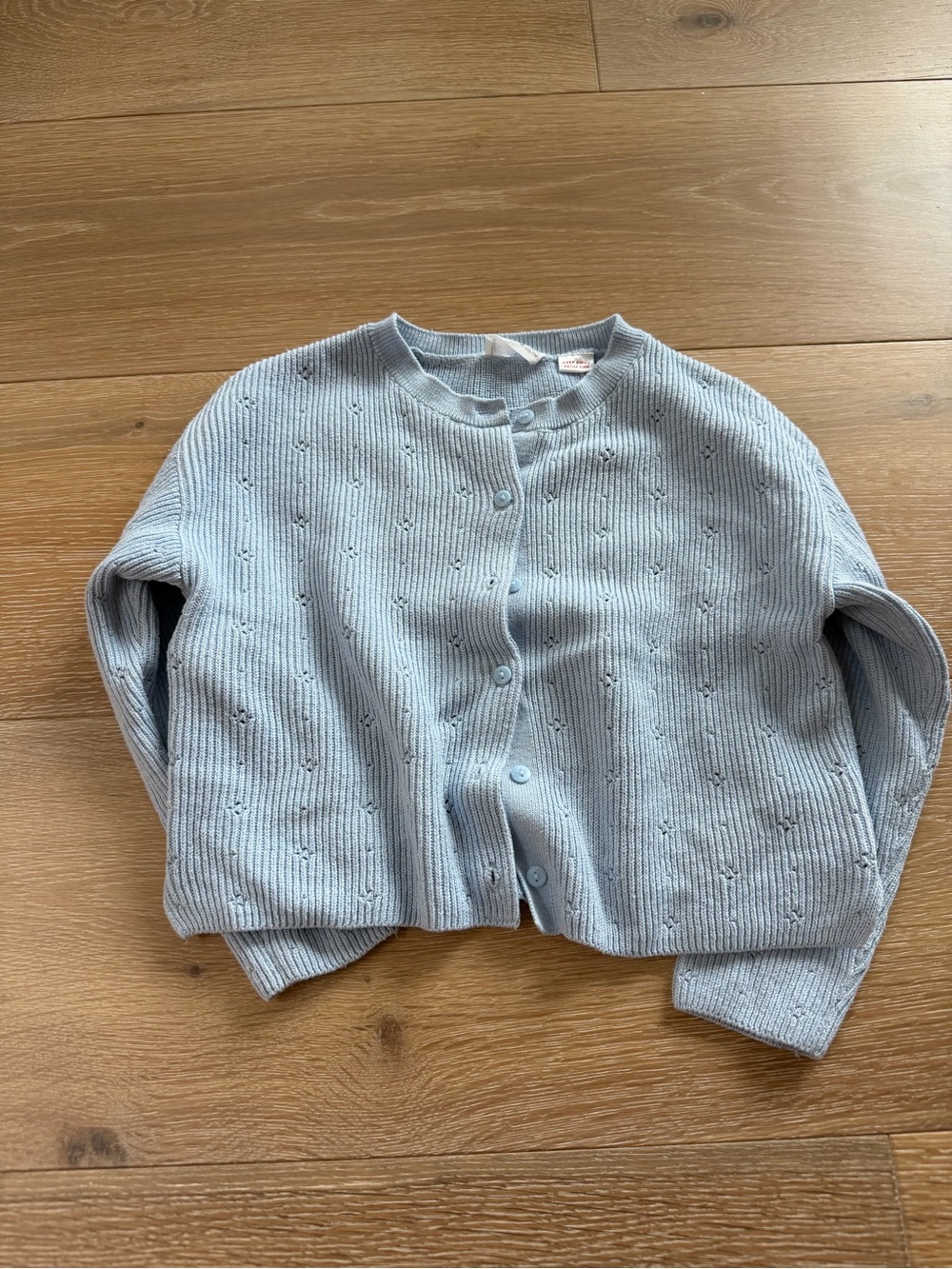 Mango kids Light Blue Knit Button-Up Cardigan